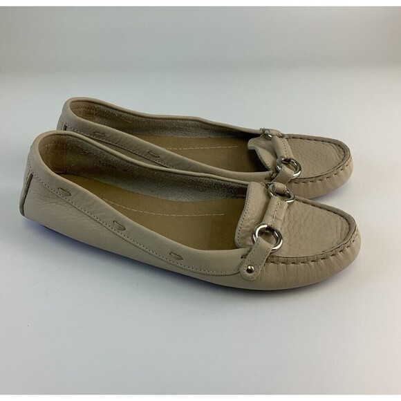 J Crew Soft Leather Loafer Taupe Bridle Bit Moccasin Toe Slip On Flat Womens 9 - Picture 2 of 12